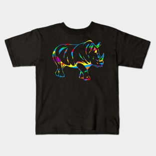 Colorful Rhino Outline Kids T-Shirt